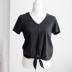 J Crew Textured Tie Front Black